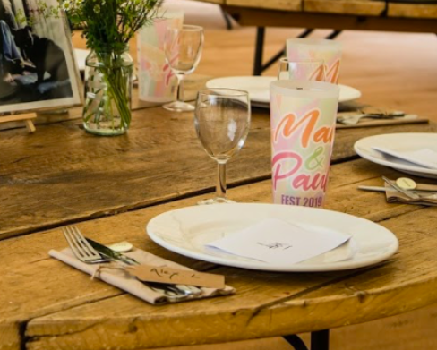 Printed Wedding Cups on a table